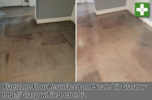 Flagstone Floor Before After Restoration Glasgow