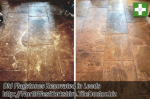 Old Flagstone Floor Before After Renovation Leeds